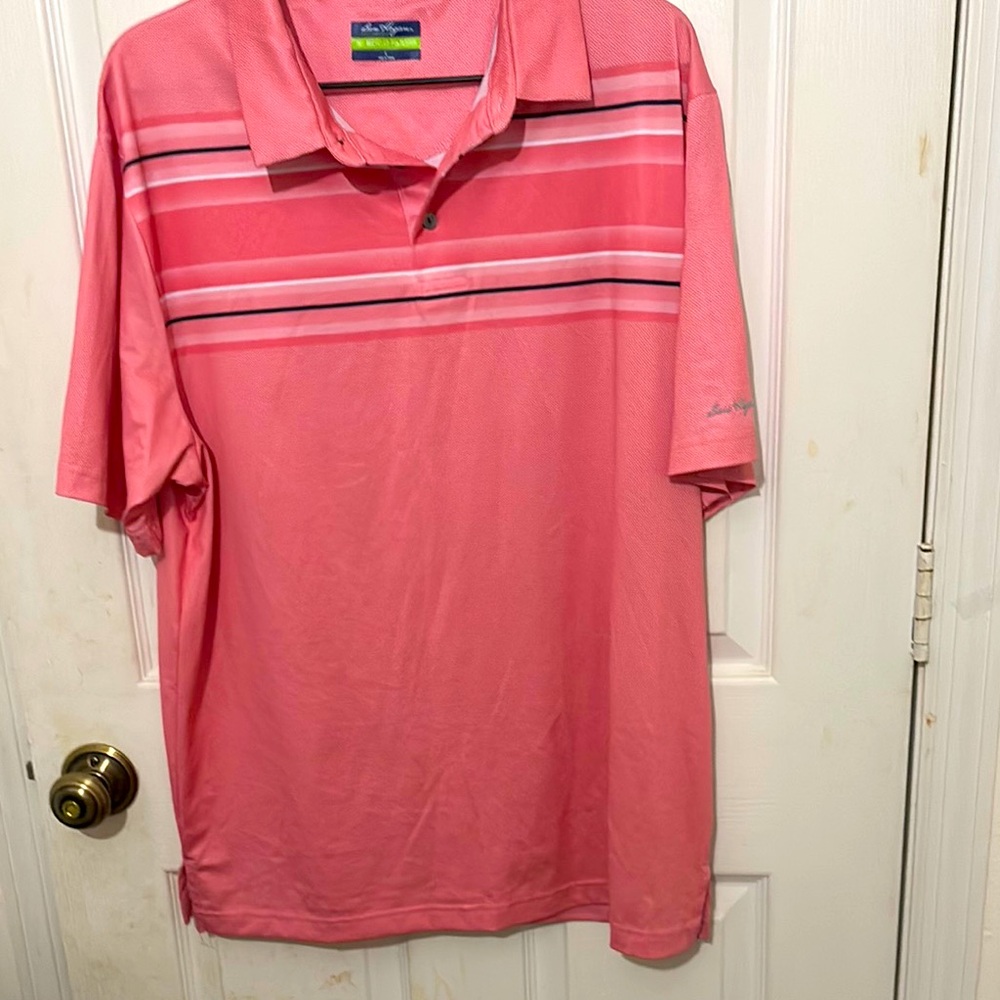 Ben Hogan Pink Striped Men's Polo  Golf Shirt sz L